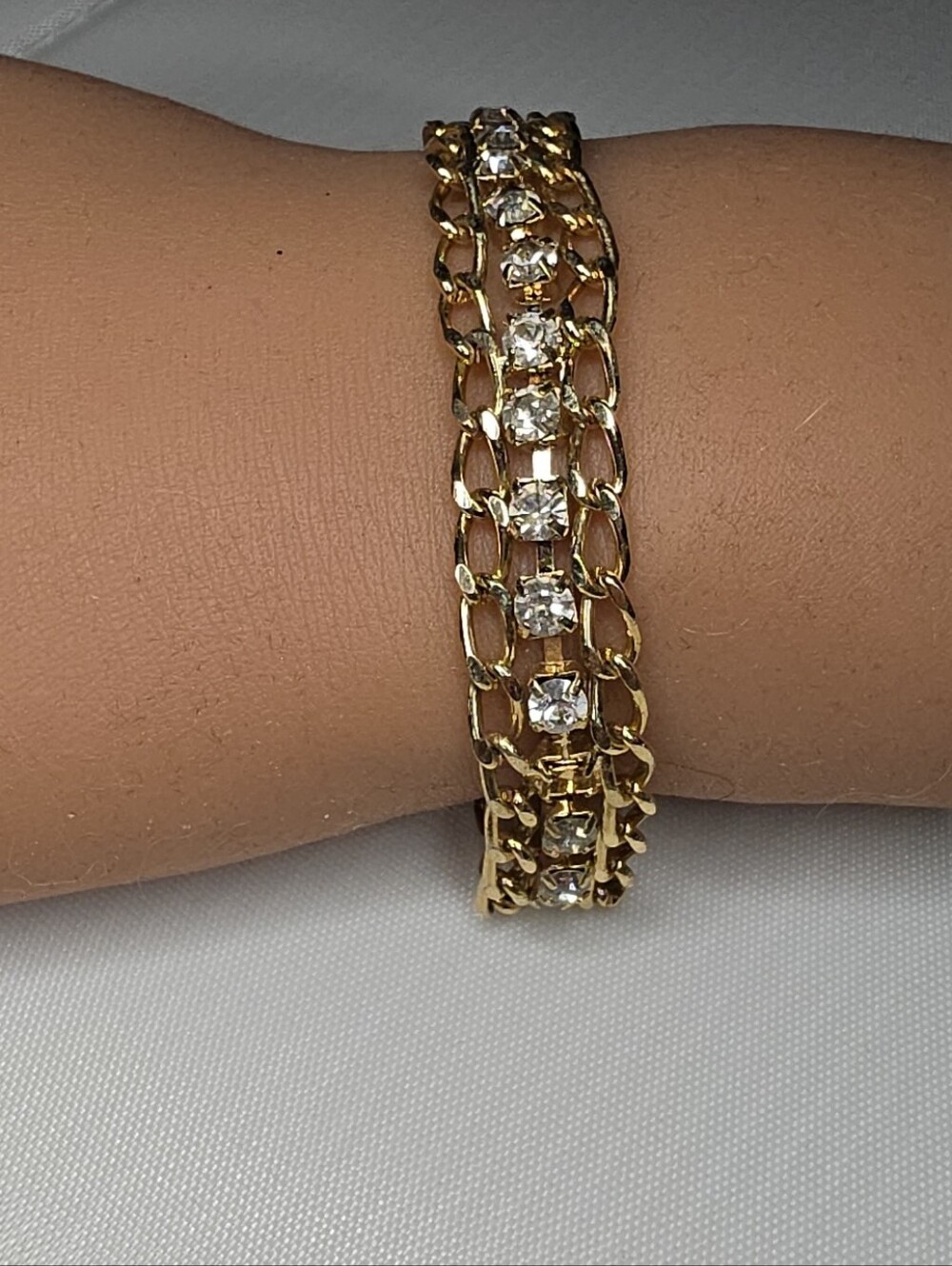 Gold Crystal-Accented Chain Bracelet - Women Jewelry